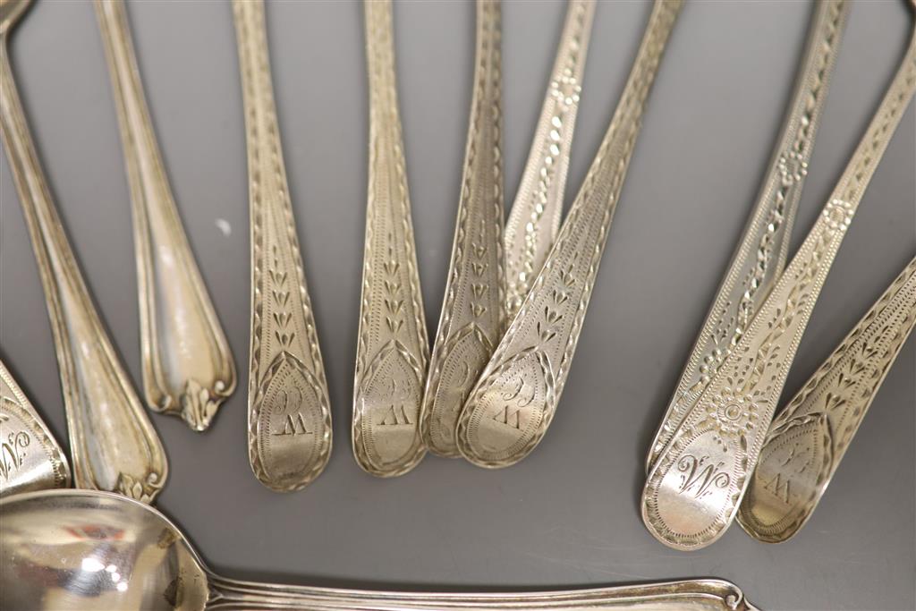 Three sets of six silver teaspoons